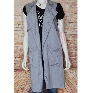 Candies | Gray Drapey Duster Vest w/Pockets